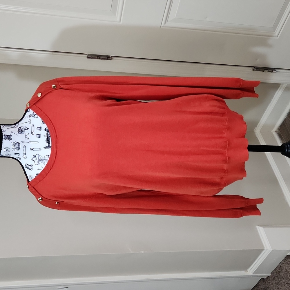 Carolyn Taylor Long Sleeve Stretchy Orange Lightweight Sweater Women's Large